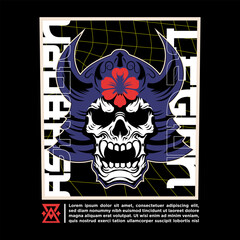 Hand Drawn Streetwear Skull Vector Illustration - Samurai Legion