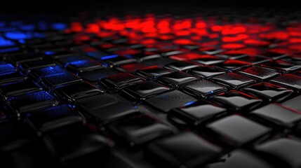 Parallel red and blue circuits flowing across a dark digital grid, high-tech design