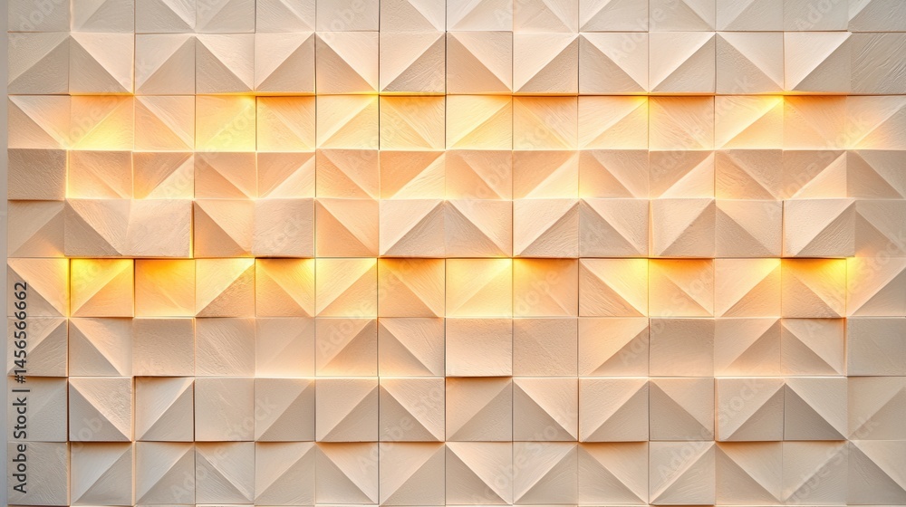 Aufkleber textured wall with illuminated geometric patterns in soft white
