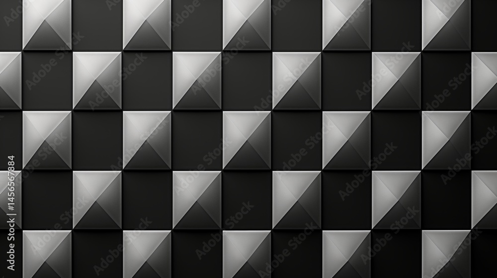 Poster textured black and gray geometric wall design with triangular patterns and smooth finish