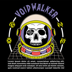 Hand Drawn Streetwear Astronout Skull Vector Illustration