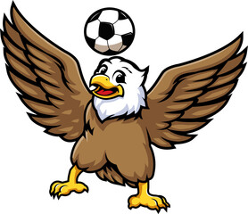 Eagle Mascot Flapping Wings with Ball