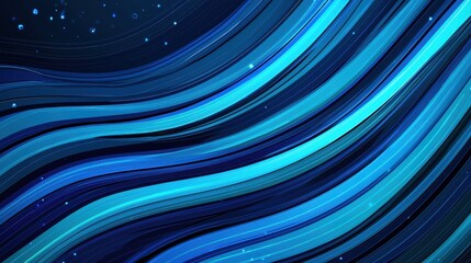 Abstract Dark Background with Flowing Blue and Aqua Waves Design