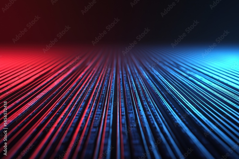 Aufkleber abstract lines with vibrant red and blue lights creating depth effect
