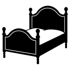 vintage bed silhouette vector icon on white background
