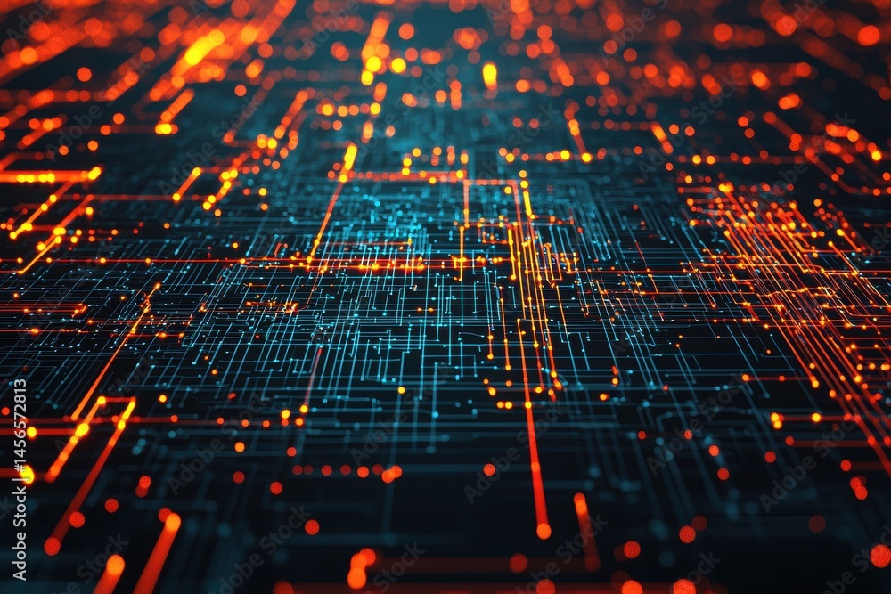 Aufkleber abstract technology background of glowing lines and networks