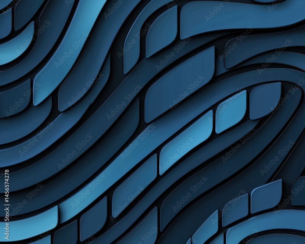 Aufkleber abstract blue curved layers with wavy design for background use