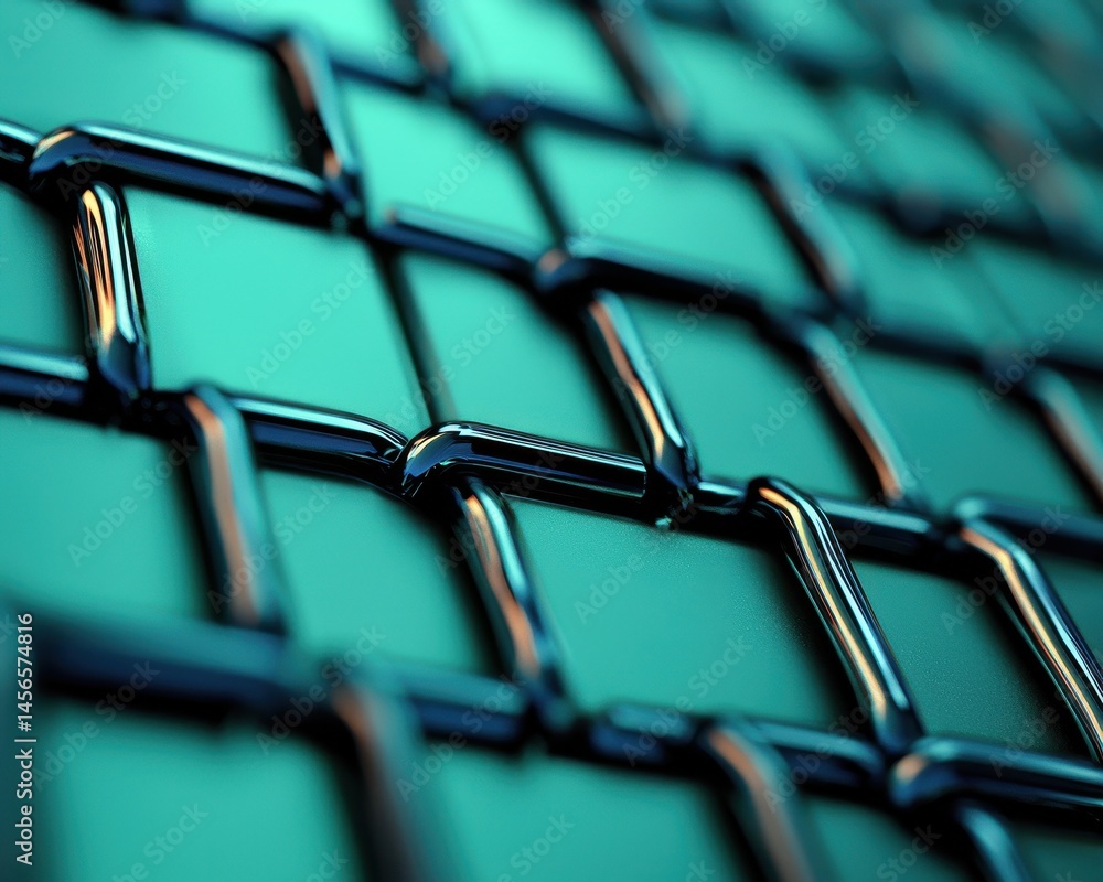 Aufkleber abstract pattern of interwoven metallic mesh with green background