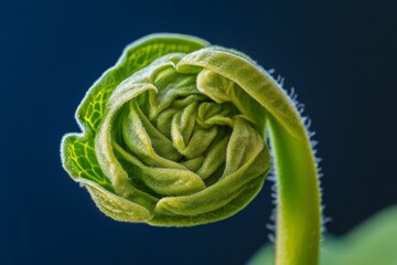 Obraz premium Close-up view of a tightly curled plant sprout.
