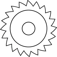 circular saw blade icon line art vector illustration