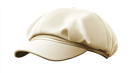 Fototapeta premium a cream french cap on white background