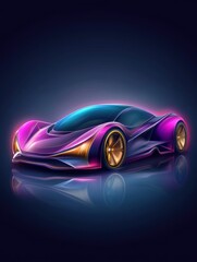 Naklejka premium Sleek futuristic sports car concept art illustration on reflective surface studio shot vehicle design