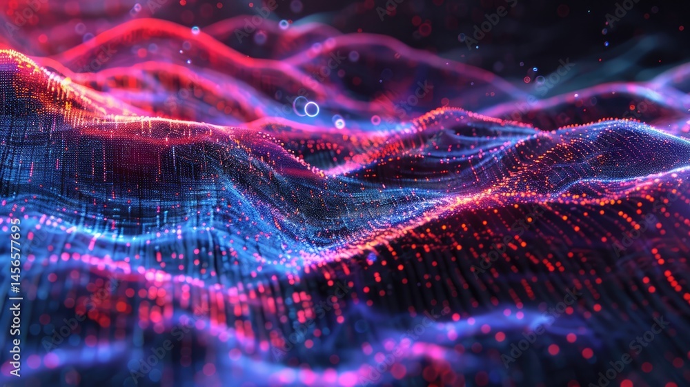 Poster abstract explosion with bright particles and dynamic motion. digital art for design with vibrant col