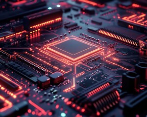 Obraz premium Detailed computer motherboard circuitry