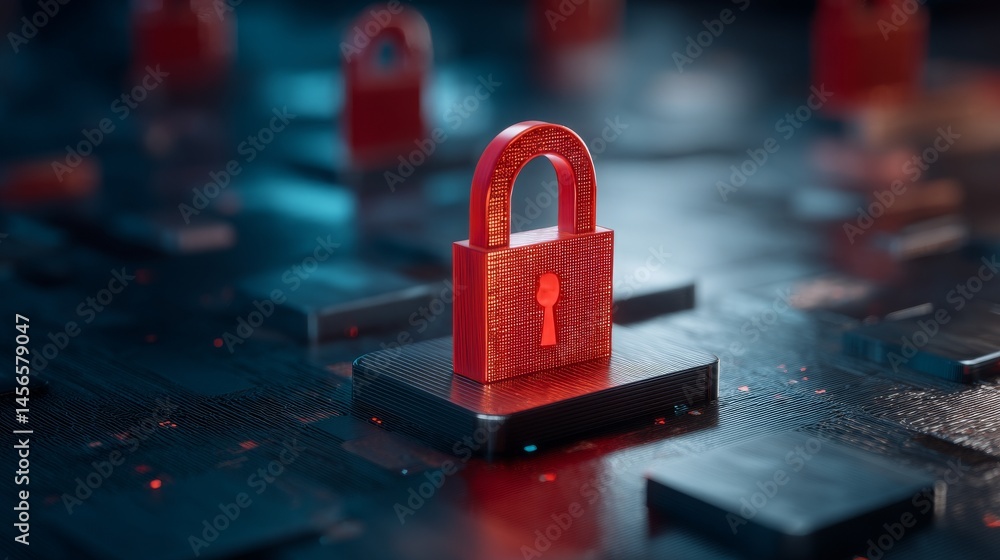 Poster concept of cyber security technology for fraud prevention and privacy data network protection featur