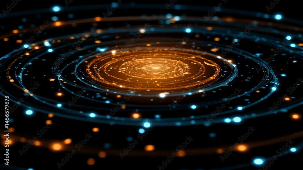 Poster the concept of abstract technology is depicted in a big data background, showcasing stock tech and e