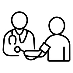 Fototapeta premium Icon doctor measures pressure to patient on white background vector Vector icon