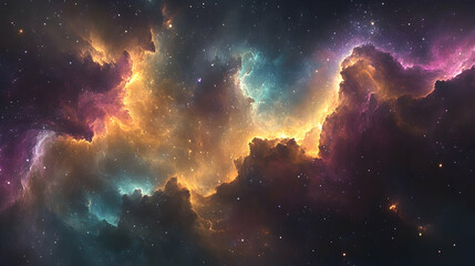 Fototapeta premium A swirling nebula of vibrant cosmic clouds.