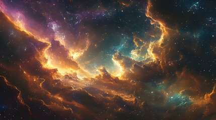 Obraz premium Cosmic nebulae display of vibrant interstellar clouds.