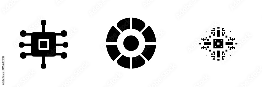 Poster digital technology symbols representing connectivity and data management in black and white vector i