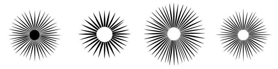 Obraz premium Unique vector illustration of starburst designs in black and white showcasing various styles and patterns