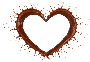 Obraz premium Chocolate heart splash, love concept isolated on transparent background