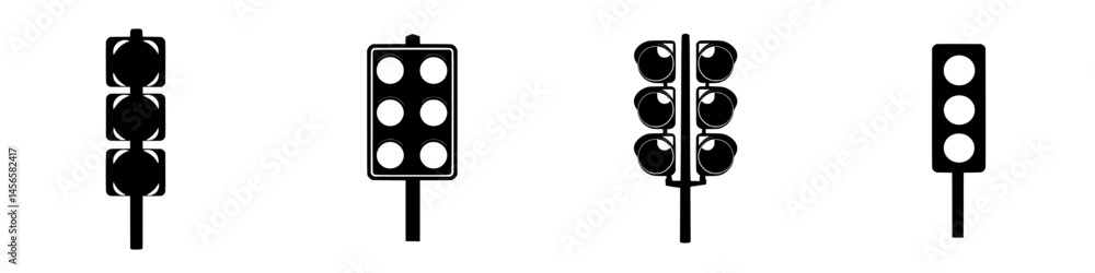Aufkleber set of four simple vector icons representing traffic lights in black and white design for graphic us