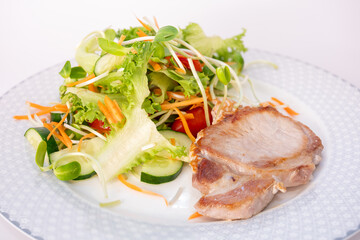 The Home made cooking grill pork isolat on white