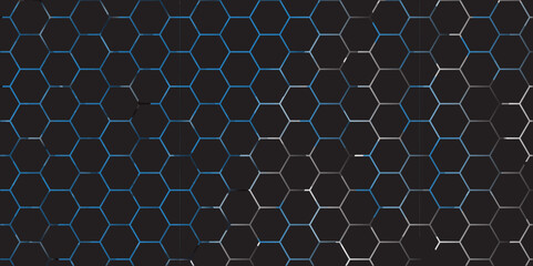 Blue metal grid background with a hexagonal pattern showing a seamless technology texture