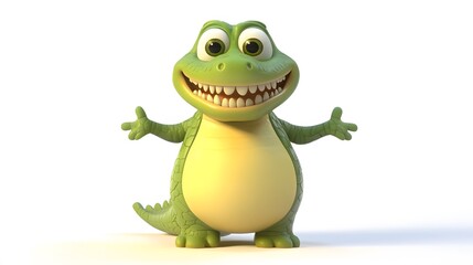 Fototapeta premium Animated, cartoonish crocodile character, welcoming pose.