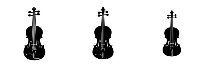 Fototapeta premium Vector illustration of black and white violins showcasing three different designs