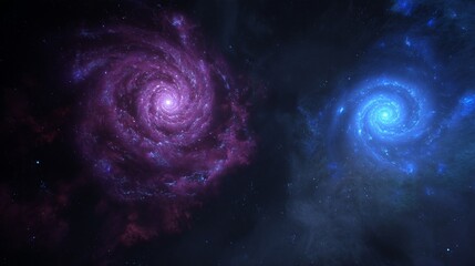 Fototapeta premium A surreal display of light in deep space occurs as twin galaxies perform a cosmic dance