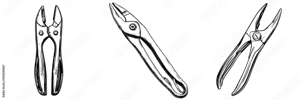 Poster vector illustration of various types of pliers showcasing distinct designs and functionalities for t
