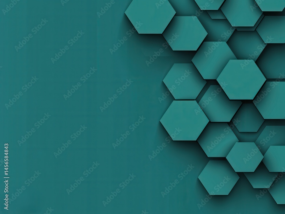 Poster abstract geometric pattern with hexagons and turquoise background