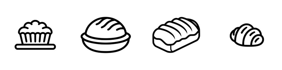 Fototapeta premium Delicious baked goods vector illustration featuring various pastries and desserts in a simple design