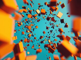 Obraz premium Colorful 3D Cubes in Motion Creating Dynamic Abstract Background