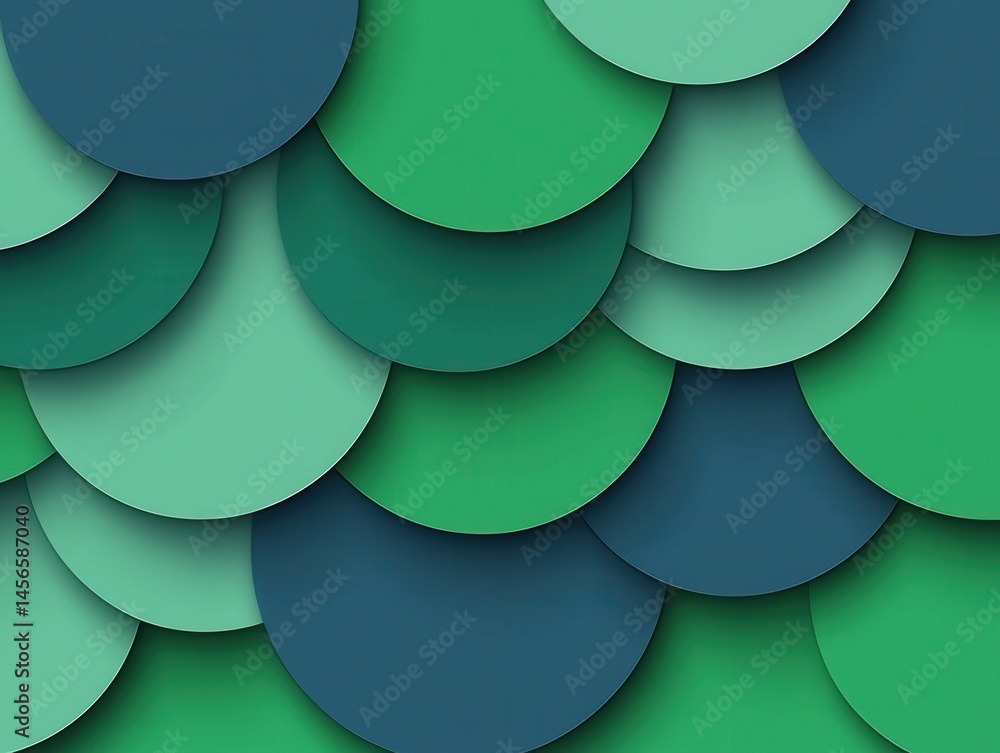 Poster green circle patterns with layered textures and shades of color