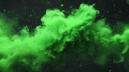 Obraz premium Vibrant Green Smoke Swirl on Dark Background for Creative Use
