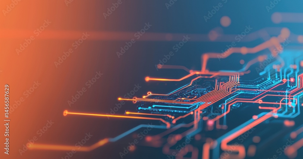 Poster colorful circuit board pattern with abstract modern technology design