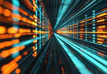 Abstract Digital Data Flow with Bright Lines in Vivid Colors