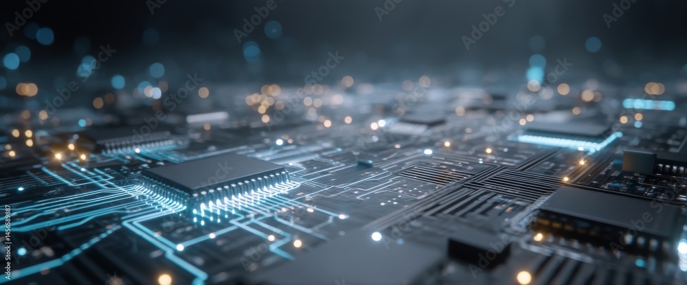 Poster this technology background, which can be used as digital dynamic wallpaper, features a futuristic se