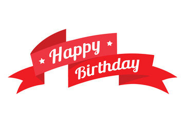 Red ribbon banner, Happy Birthday