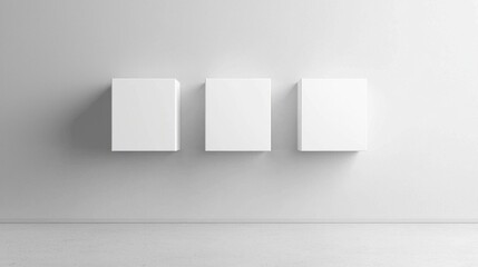 Minimalistic White Cubes on Wall in Contemporary Interior Space