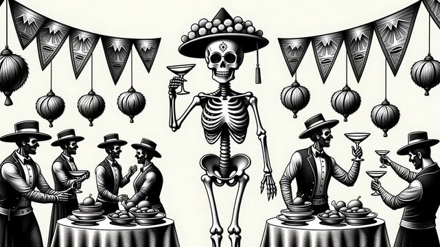 Calaveras Celebration: Day of the Dead Festive Illustration