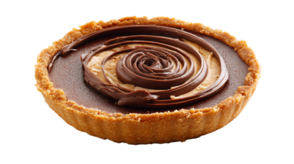 a chocolate pie with a swirl on top