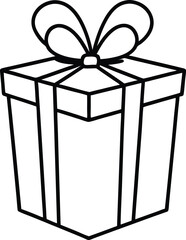 gift box icon line art vector illustration