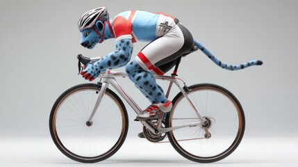 Naklejka premium Cycling panther in motion urban environment dynamic action shot vibrant style