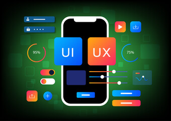 Fototapeta premium 3D Vector illustration of flat style UI or UX design.