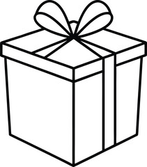 gift box icon line art vector illustration