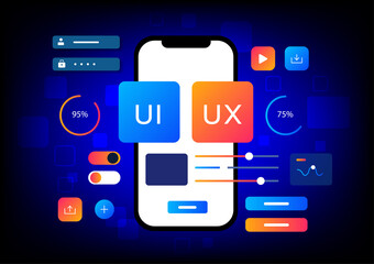 3D Vector illustration of flat style UI or UX design.
